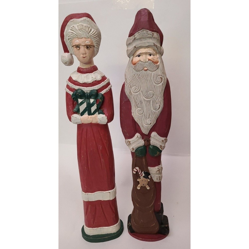 20" Wood Santa & Mrs Claus Pier 1 Christmas